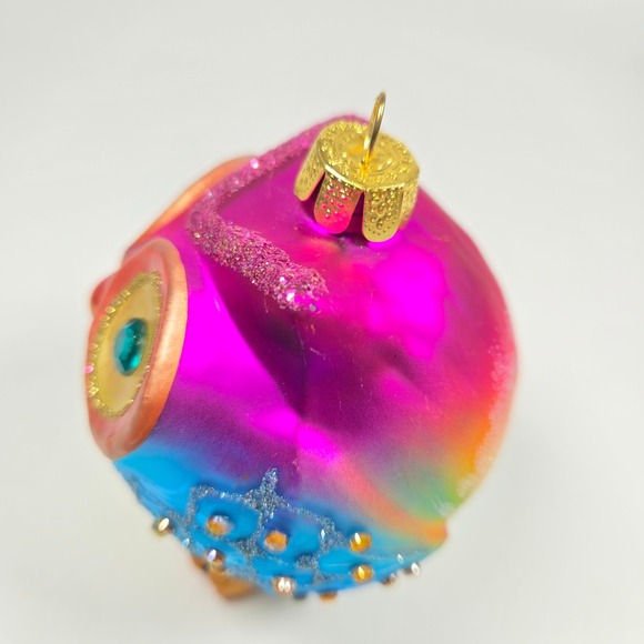 Beautiful Pier 1 one Imports Glass Owl Ornament‎ Christmas Bejeweled Glitter - Picture 8 of 8